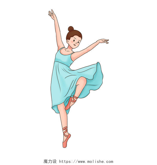 手绘卡通风格舞蹈女孩舞蹈女孩元素